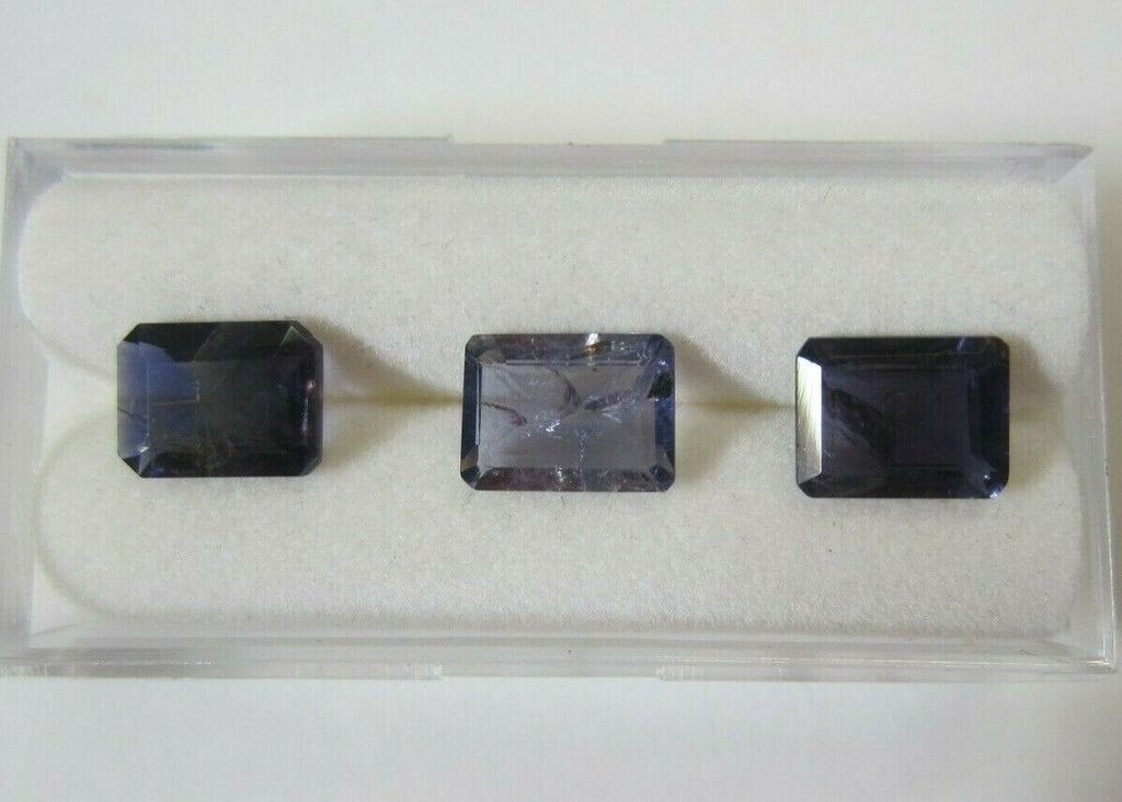 2pcs 7x9mm Natural Purple Iolite Rectangle Faceted Gemstones Gems FREE Gem Jar