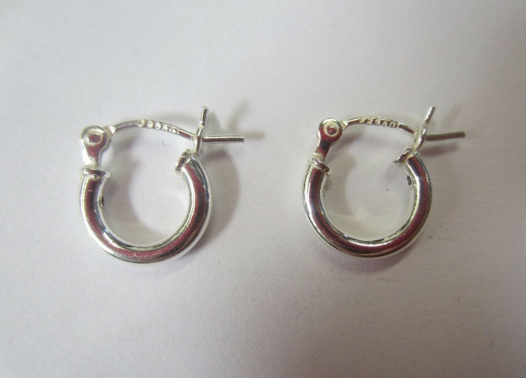 9mm Solid .925 Sterling Silver Round Hinged Hoop Earrings High Quality