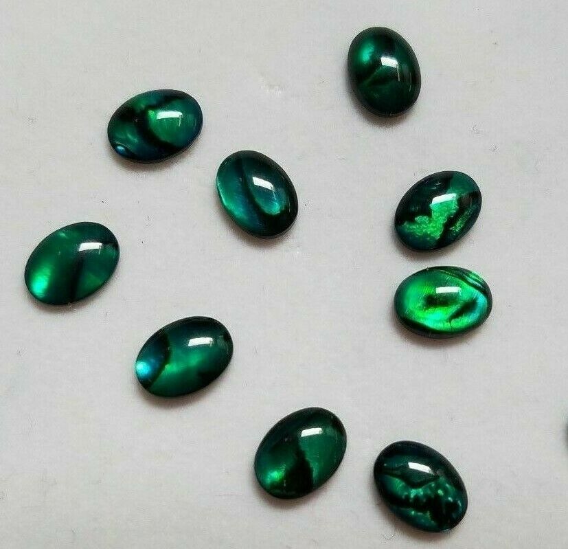 10pcs 4x6mm Natural Paua Shell Green Calibrated Oval Cabochon Gemstones Jewelry