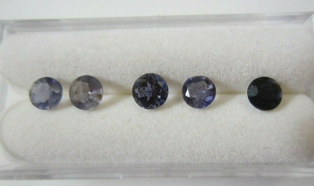 4pcs 5mm Natural Purple Iolite Round Faceted Gemstones Gems Jewelry FREE Gem Jar