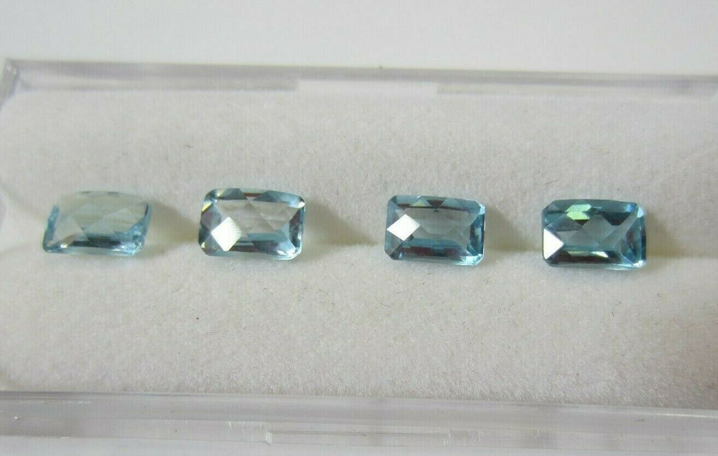 5pcs 4x6mm 6x4mm Natural Sky Blue Topaz Rectangle Faceted Gemstones Jewelry Gems