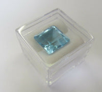 11ct 12mm Faceted Square Natural Sky Blue Topaz Loose Gemstone FREE Gem Jar