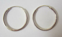 16mm x 1.2mm Solid .925 Sterling Silver Endless Hoop Earrings Thin Round