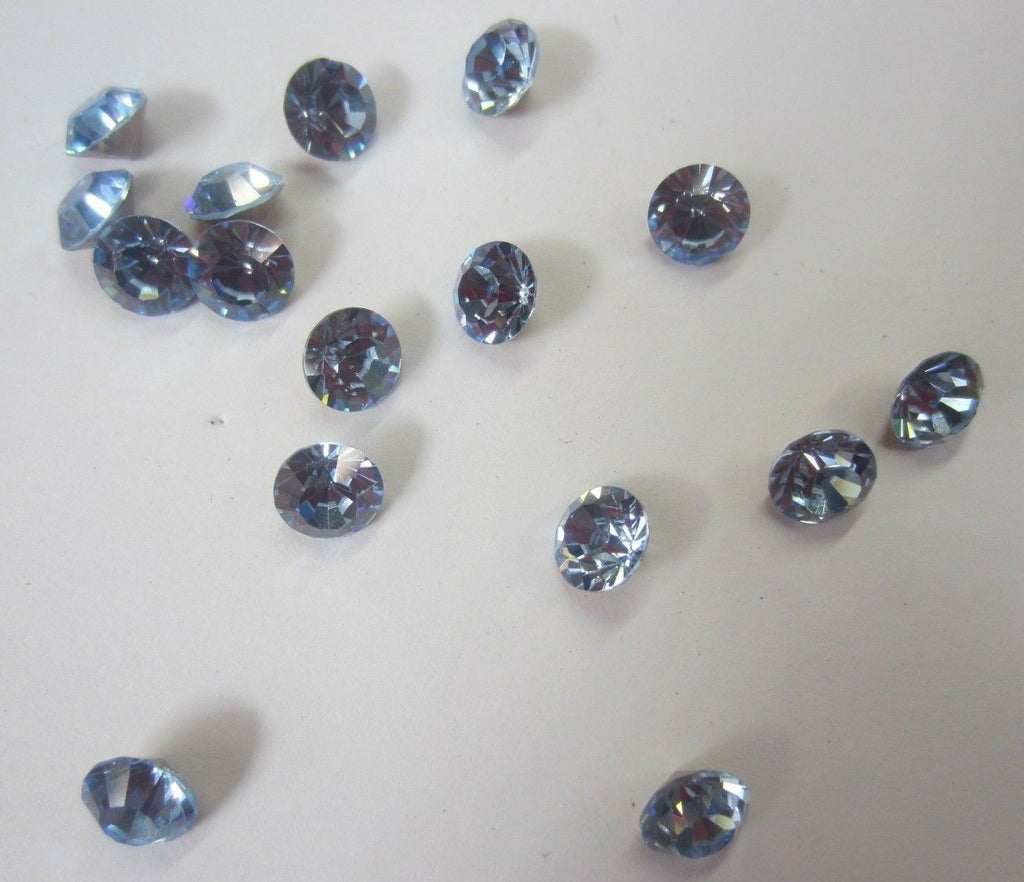 10pcs 6mm Faceted AB Aquamarine Glass Rhinestones Foiled Pointed Back