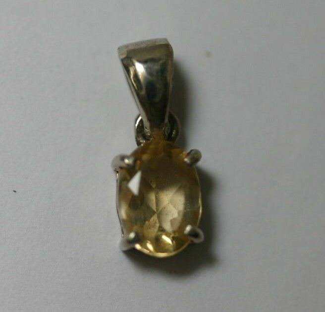 7x5 5x7 Faceted Oval Citrine Sterling Silver Pendant FREE Sterling Silver Chain