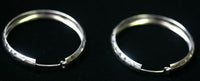 40mm x 5mm .925 Sterling Silver Handmade Diamond Cut Hoop Earrings