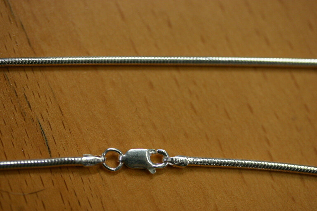 1.9mm Solid 925 Sterling Silver Round Snake Necklace Made in Italy Lobster Claw