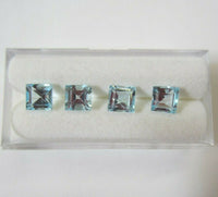 2pcs Natural Sky Blue Topaz Square Emerald Cut Faceted Gemstones 7mm 8mm Jewelry