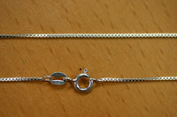 1.1mm Solid Sterling Silver Box Chain Made in Italy 16" 18" 20" 22" 24" 30"