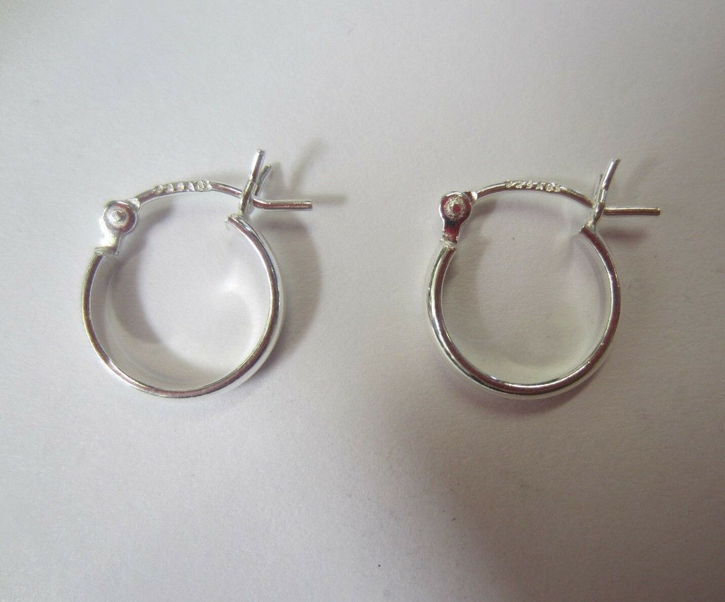 12mm Solid .925 Sterling Silver Half Round Hinged Hoop Earrings High Quality