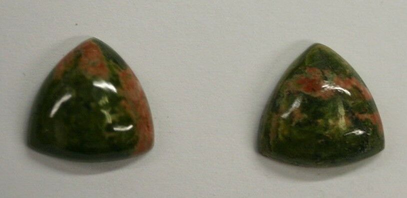 2pcs Unakite Trillion Calibrated Cabochon Gemstones High Quality 12mm RARE