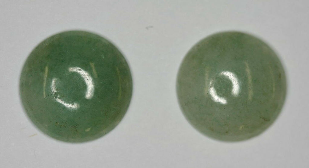 Lot of 2 Green Aventurine 16mm Round Cabochon.  Good for Earrings.