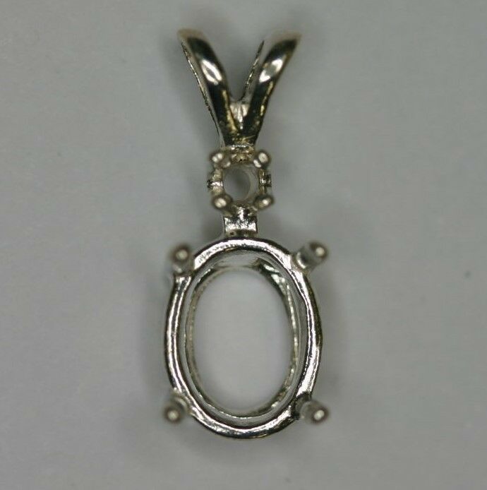9x7 7x9 Pre-notched Sterling Silver Oval Pendant Mounting Gemstones 1 Accent
