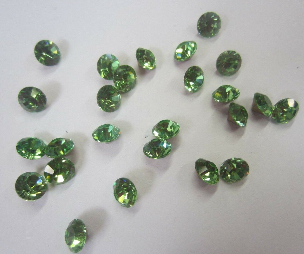 10pcs 6mm Faceted AB Peridot Glass Rhinestones Foiled Pointed Back High Quality