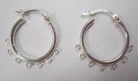 20mm 925 Sterling Silver 7 Ring Hinged Hoop Earrings Findings Multi Strand