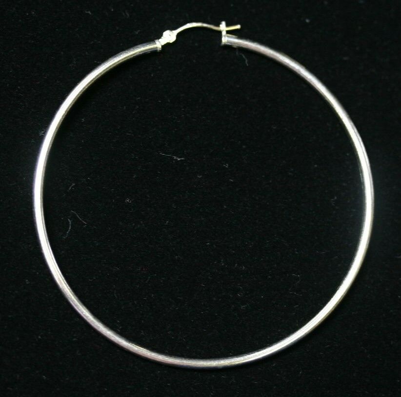 60mm Solid .925 Sterling Silver Hinged Hoop Earrings with Anti-tarnish coat