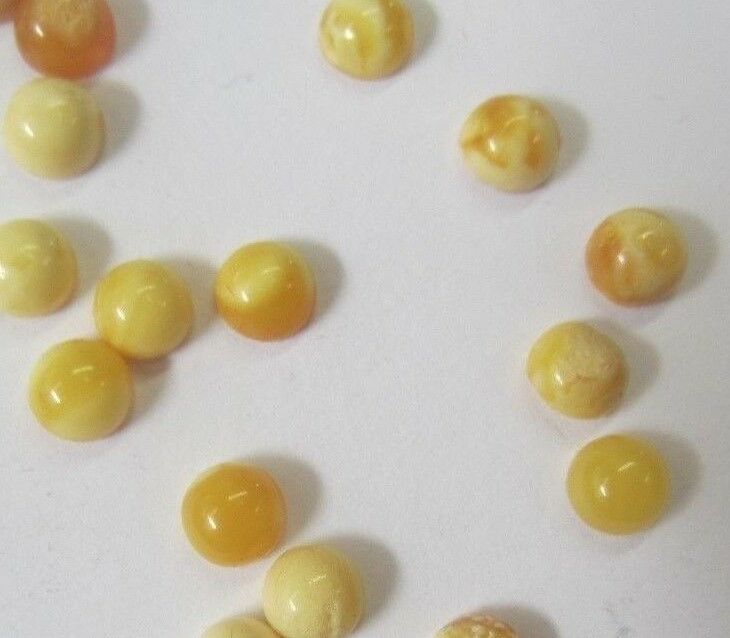 2pcs 5mm Natural Round Butterscotch Amber Cabochon High Quality Gemstones RARE