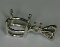 9x7 7x9 Pre-notched Sterling Silver Oval Pendant Mounting Gemstones 1 Accent