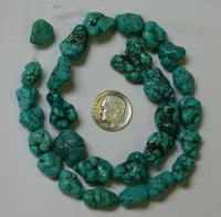 47.8g Blue Green Natural Spiderweb Turquoise Nuggets Bead Stones Gemstones 15"