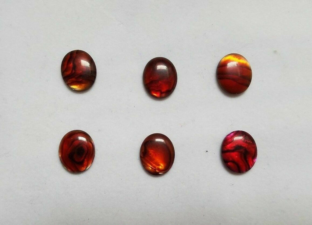 10pcs 10x12mm Natural Paua Shell Red Calibrated Oval Cabochon Gemstones Jewelry