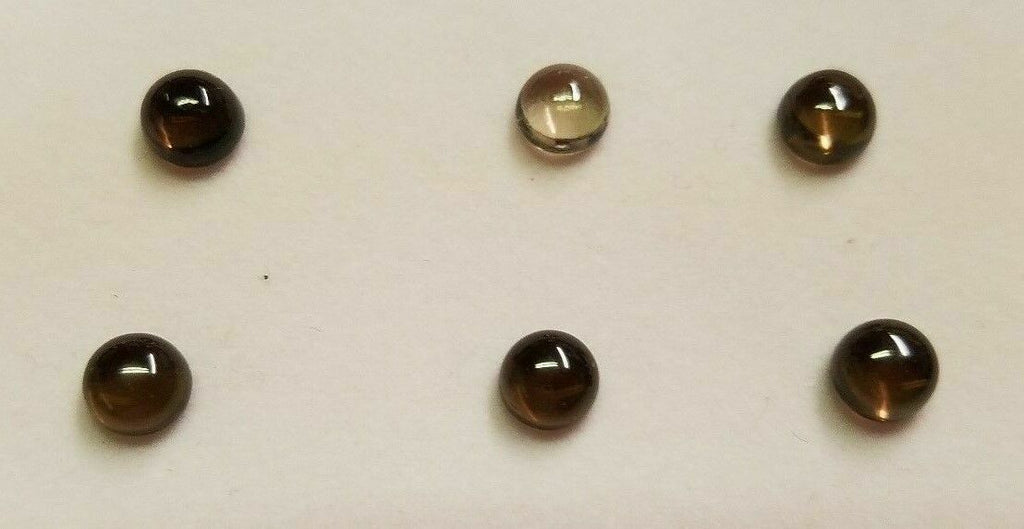 2pcs 6mm Natural Smoky Quartz Round Cabochon Gemstones Cab Gems Jewelry