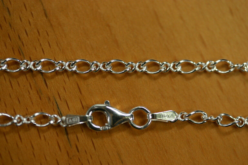2.9mm Solid 925 Sterling Silver Figure 8 Chains Necklace Made in Italy18" 20"