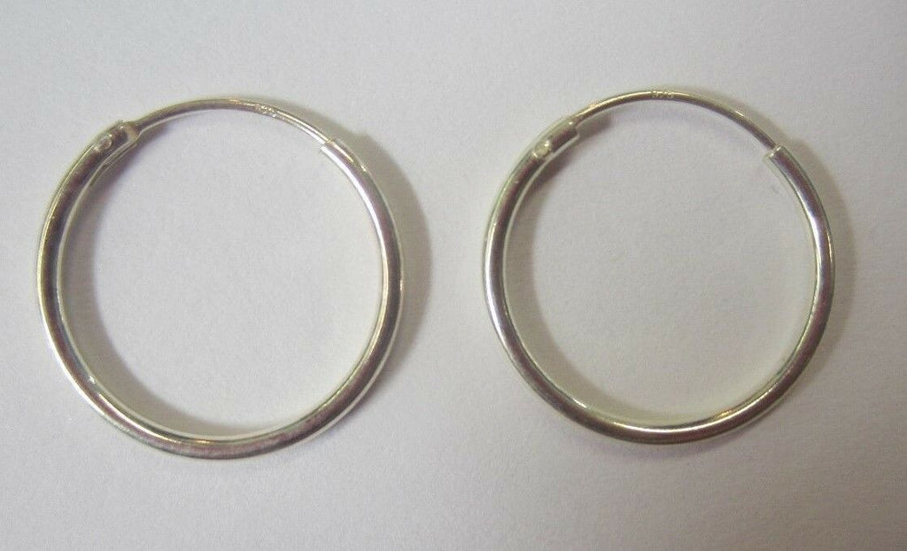 18mm x 1.2mm Solid .925 Sterling Silver Endless Hoop Earrings Thin Round