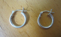 14mm Solid .925 Sterling Silver Round Hinged Hoop Earrings High Quality
