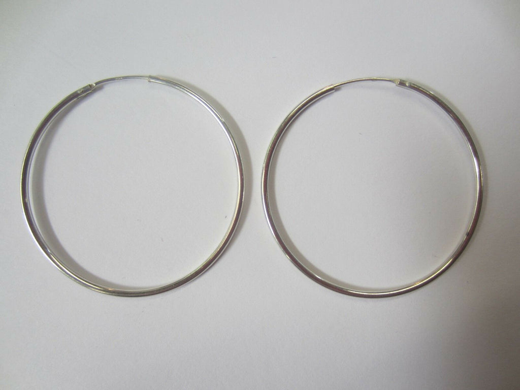 35mm x 1.2mm Solid .925 Sterling Silver Endless Hoop Earrings Thin Round