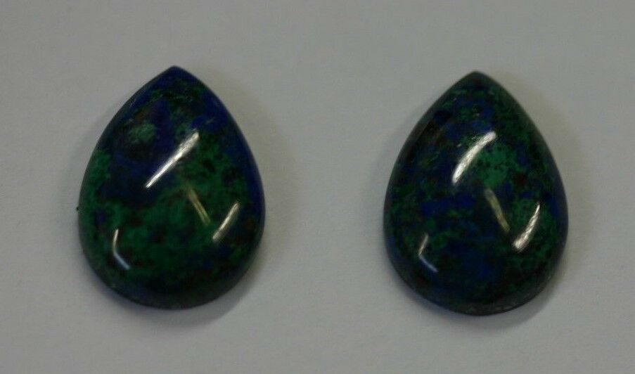 2pcs Natural Azurite Malachite Calibrated Pear Cabochon 5x7 6x9 Gemstones
