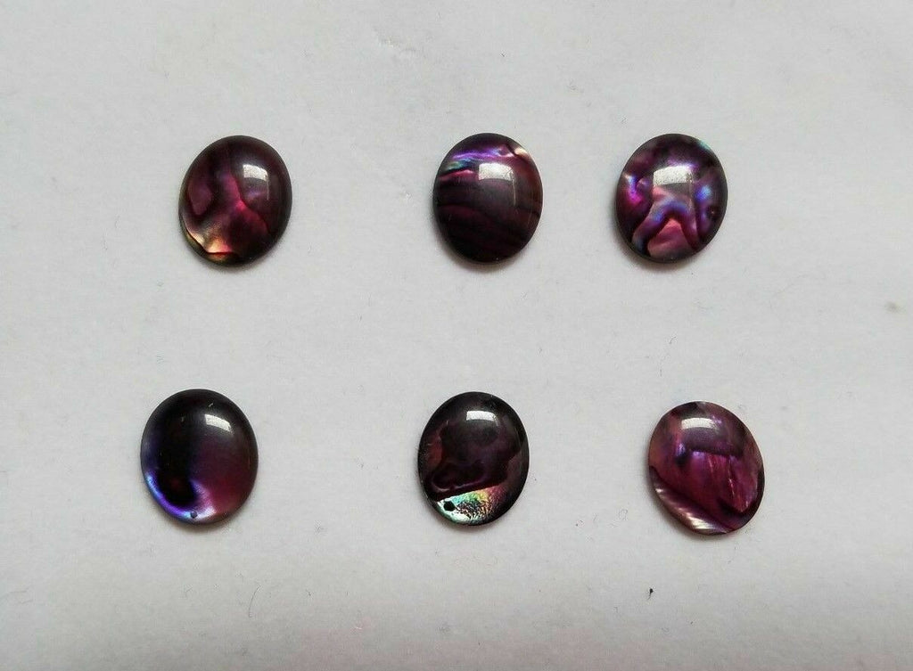 10pcs 10x12mm Natural Paua Shell Purple Calibrated Oval Cabochon Gems Jewelry