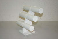 Triple T-bar Necklace Bracelet Display White Leatherette
