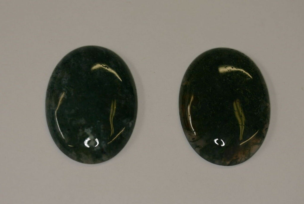 Lot of 2 Moss Agate Oval Cabochon High Quality 12x16 13x18 15x20