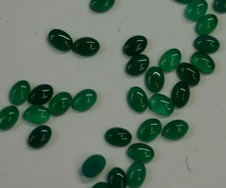 10pcs 8x10mm Natural Green Onyx Calibrated Oval Cabochon Gemstones Gems Jewelry