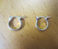 9mm Solid .925 Sterling Silver Half Round Hinged Hoop Earrings High Quality