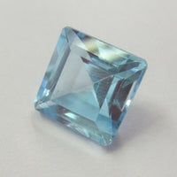 11ct 12mm Faceted Square Natural Sky Blue Topaz Loose Gemstone FREE Gem Jar