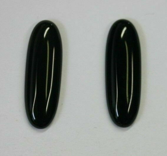 4pcs 7x32mm Natural Black Onyx Calibrated Long Oval Cabochon Gemstones Cab Gems