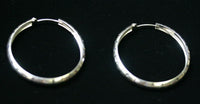 40mm x 5mm .925 Sterling Silver Handmade Diamond Cut Hoop Earrings