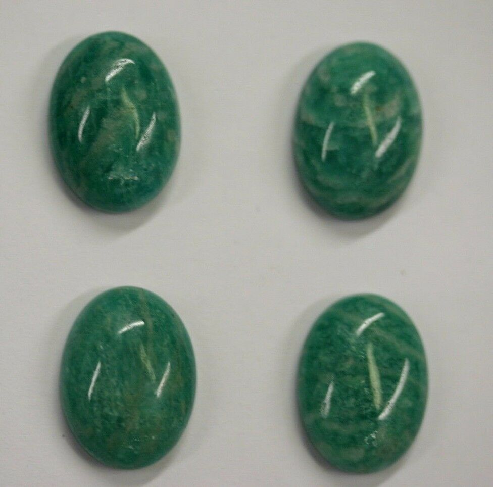 4pcs 10x12 12x10mm Natural Amazonite Calibrated Oval Cabochon Gemstones RARE