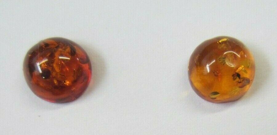 2pcs 10mm Natural Orange Amber Round Cabochon High Quality Gemstones Jewelry