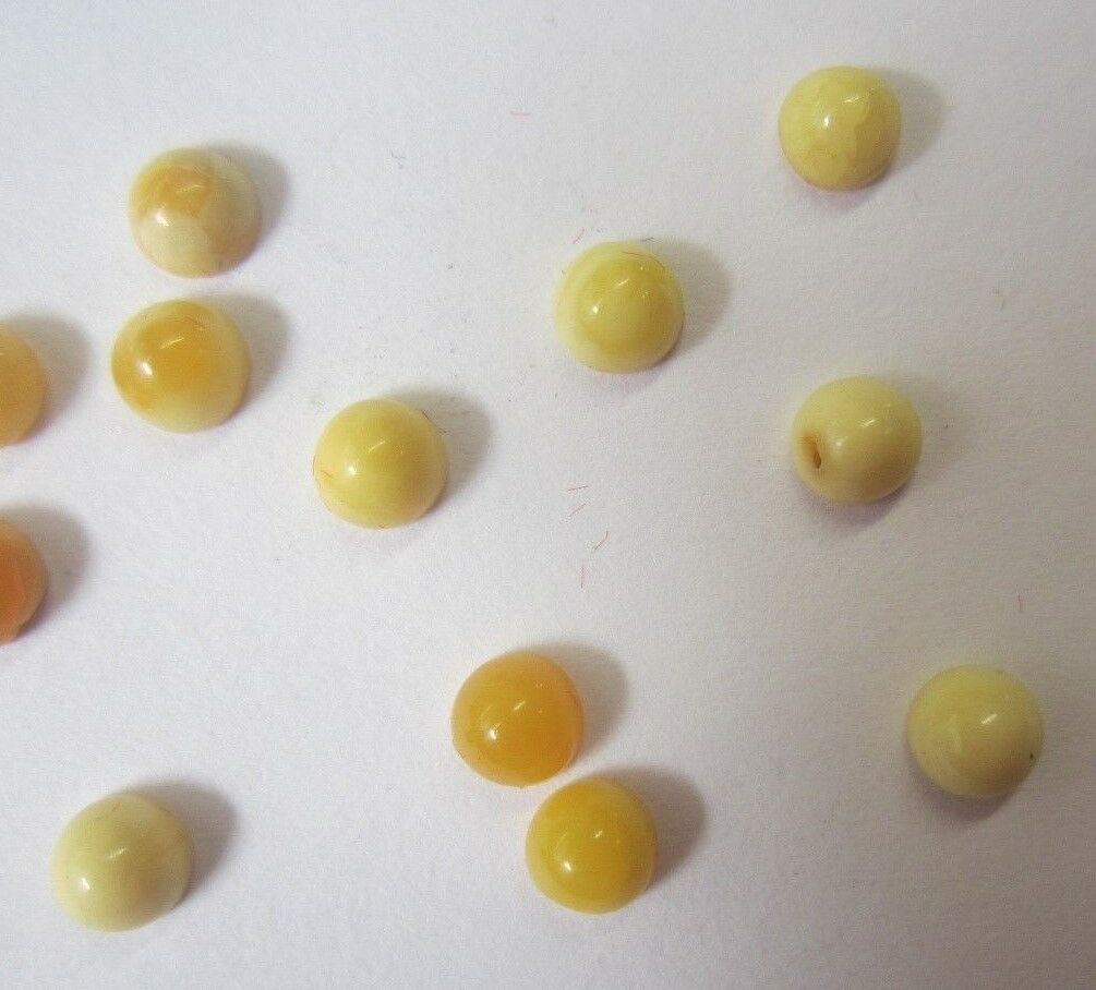 2pcs 4mm Natural Round Butterscotch Amber Cabochon High Quality Gemstones RARE