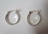 14mm Solid .925 Sterling Silver Half Round Hinged Hoop Earrings High Quality