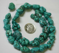 47.8g Blue Green Natural Spiderweb Turquoise Nuggets Bead Stones Gemstones 15"