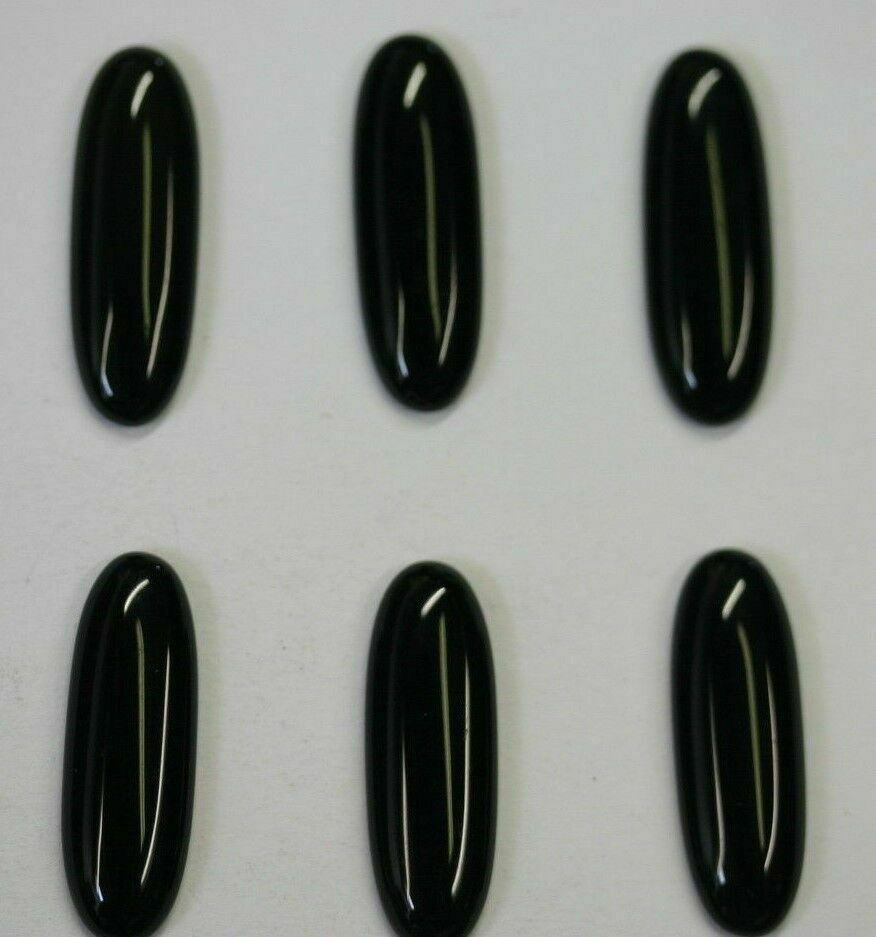 4pcs 7x24mm Natural Black Onyx Calibrated Long Oval Cabochon Gemstones Cab Gems