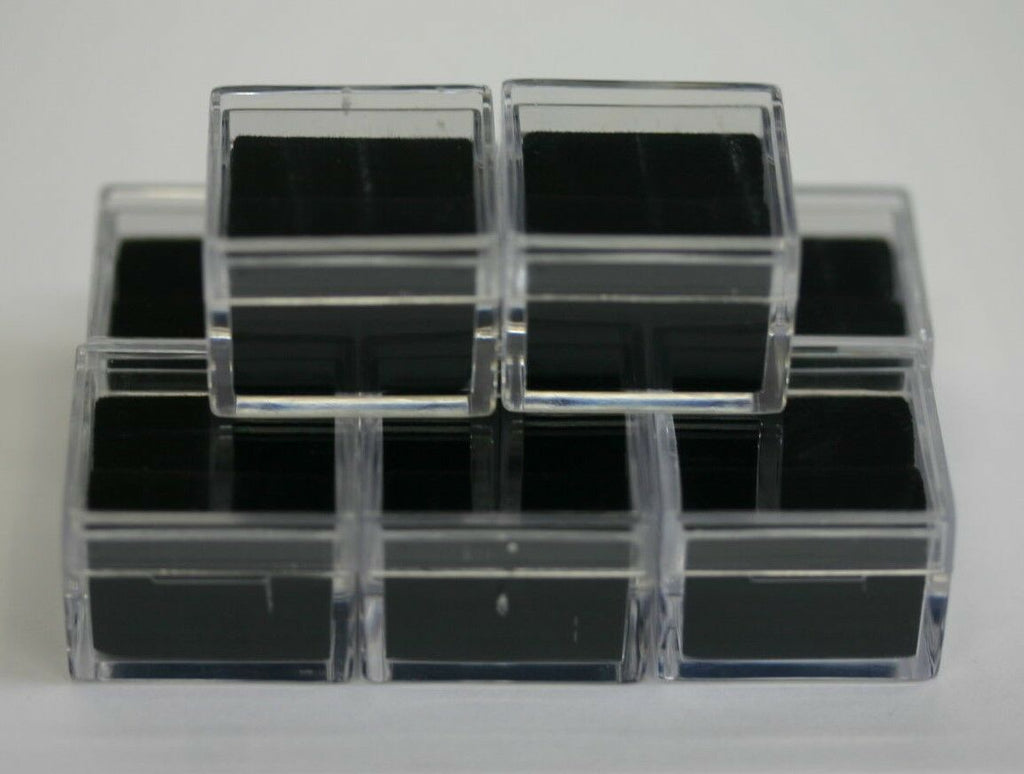 12 Acrylic Square Gem Jars Box Gemstones Black Foam 1" x 1" Storage Display 1x1