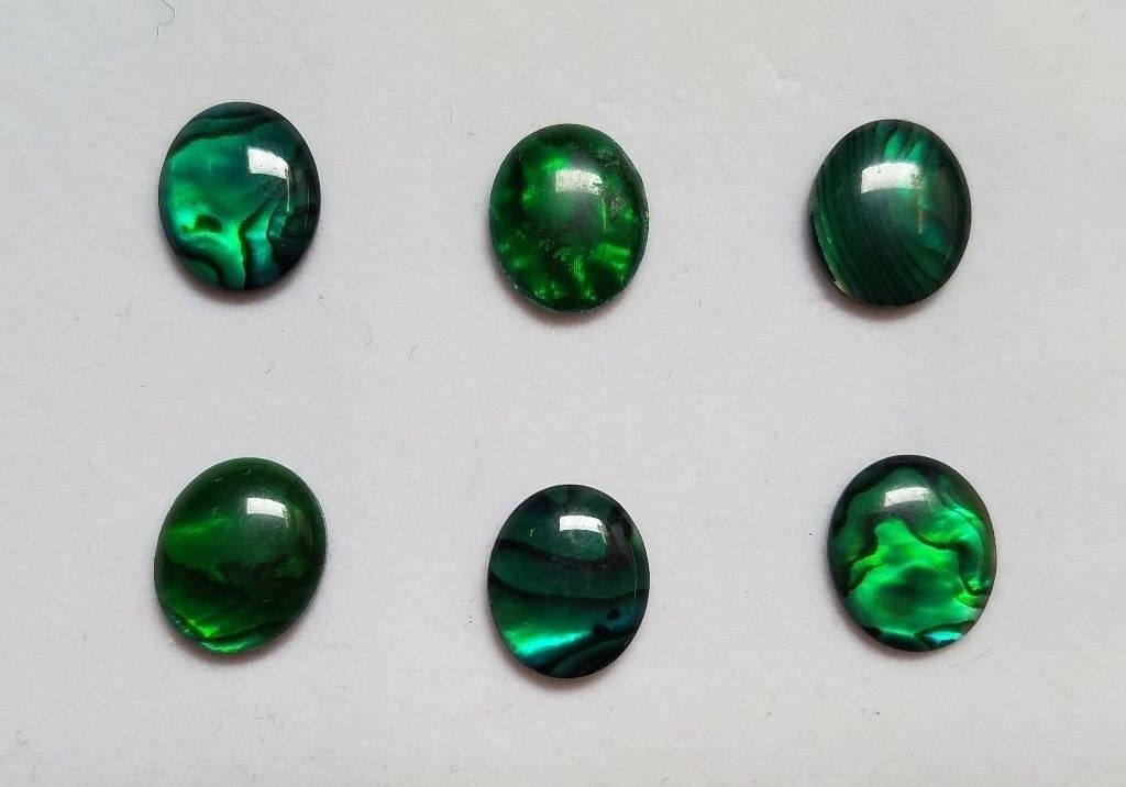 Lot of 6 Green Paua Shell Oval Cabochon High Quality 12x16 13x18 15x20 sizes