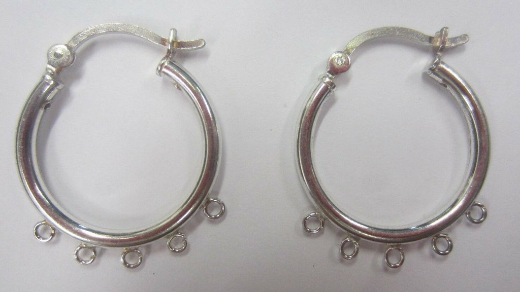 20mm 925 Sterling Silver 5 Ring Hinged Hoop Earrings Findings Multi Strand