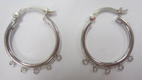 20mm 925 Sterling Silver 5 Ring Hinged Hoop Earrings Findings Multi Strand