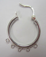 20mm 925 Sterling Silver 5 Ring Hinged Hoop Earrings Findings Multi Strand