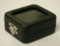 2pcs Glass top Gem Jars Box Black Faux Leather 2" x 2 3/8" x 1" Jewelry Coin